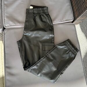 Abercrombie & Fitch Black Faux Leather Joggers